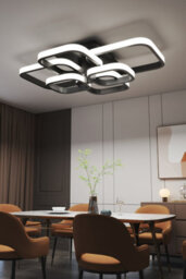 Darphe 102W Minimalist Black Energy-Saving Led Semi Flush Ceiling Light, 6 Square Ceiling Light - thumbnail 5