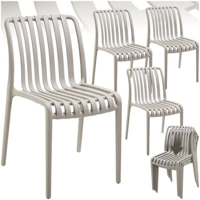 Tectake Garden Chairs Alcudia - Durable, Stackable And Weather-Resistant - Taupe - Set Of 4 - image 1