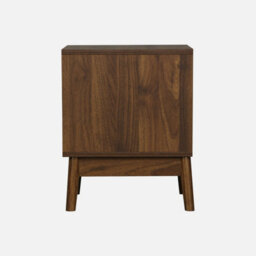 Sweeek - Pair Of Grooved Bedside Tables With Wooden Effect Linear Dark Wood Colour 39X40X48 Cm - thumbnail 2