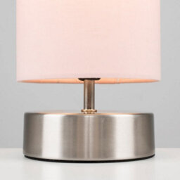 Valuelights Francis Brushed Chrome Touch Table Lamp With Pink Shade - thumbnail 4