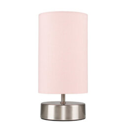 Valuelights Francis Brushed Chrome Touch Table Lamp With Pink Shade - thumbnail 1