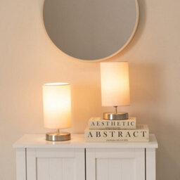 Valuelights Francis Brushed Chrome Touch Table Lamp With Pink Shade - thumbnail 2