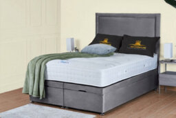 UKBEDFURNITURE Hanna Plush Grey End Opening Divan Ottoman Bed With 54 Inch Headboard - thumbnail 1