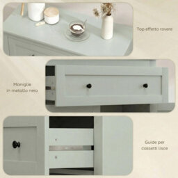 Sideboard, Kitchen Storage Cabinet Adjustable Shelf, Drawer, Green - thumbnail 5