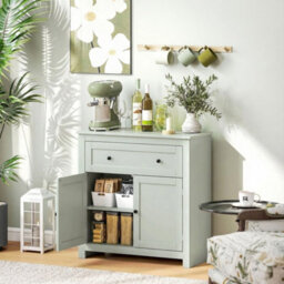 Sideboard, Kitchen Storage Cabinet Adjustable Shelf, Drawer, Green - thumbnail 3