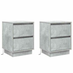 Berkfield Bedside Cabinets With Led Lights 2 Pcs Concrete Grey 39X34.5X50 Cm - thumbnail 2