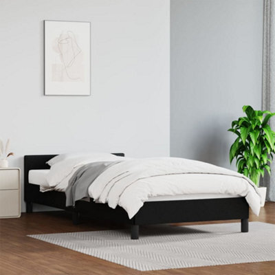 Berkfield Bed Frame With Headboard Black 90X190Cm 3Ft Single Faux Leather - image 1