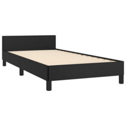 Berkfield Bed Frame With Headboard Black 90X190Cm 3Ft Single Faux Leather - thumbnail 4