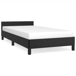 Berkfield Bed Frame With Headboard Black 90X190Cm 3Ft Single Faux Leather - thumbnail 2