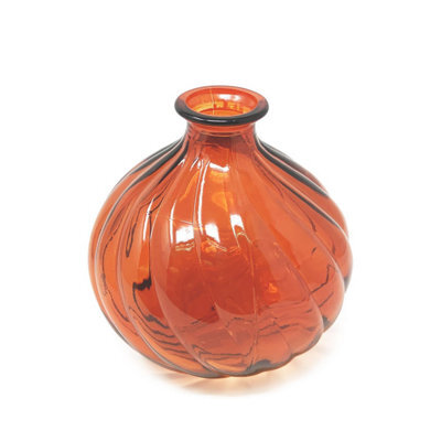 Verano Spanish Ceramics Recycled Glass Ola Orange Home Décor Small Round Vase (H) 17Cm - image 1