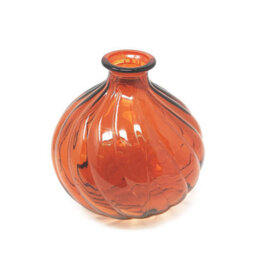 Verano Spanish Ceramics Recycled Glass Ola Orange Home Décor Small Round Vase (H) 17Cm