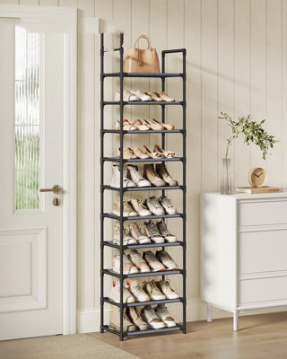 LEDREM 10-Tier Shoe Rack, Shoe Stand, Space-Saving Shoe Storage,non-Woven Fabric Shelves,grey