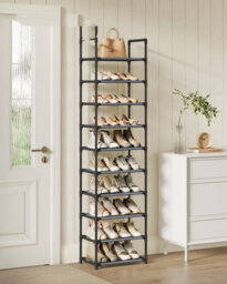 LEDREM 10-Tier Shoe Rack, Shoe Stand, Space-Saving Shoe Storage,non-Woven Fabric Shelves,grey - thumbnail 1