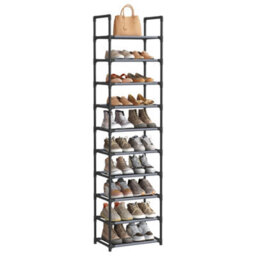 LEDREM 10-Tier Shoe Rack, Shoe Stand, Space-Saving Shoe Storage,non-Woven Fabric Shelves,grey - thumbnail 3