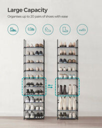LEDREM 10-Tier Shoe Rack, Shoe Stand, Space-Saving Shoe Storage,non-Woven Fabric Shelves,grey - thumbnail 4