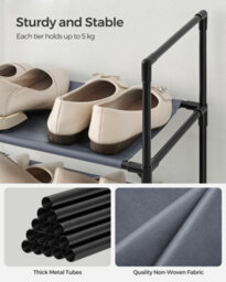 LEDREM 10-Tier Shoe Rack, Shoe Stand, Space-Saving Shoe Storage,non-Woven Fabric Shelves,grey - thumbnail 5