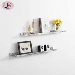 Spot On Dealz Set Of 2 Photo Floating Picture Ledge Display Wall Shelf 48 Cm Length With Marble Pvc Finish Wooden Decorative Shelves (48 X 10Cm) - thumbnail 3