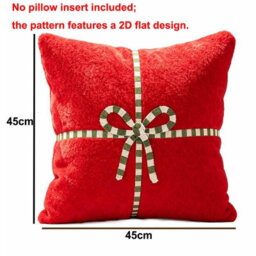 Amorly 45Cm Festive Christmas Gift Box Cushion Cover, Soft Fuzzy Pillowcase No Insert, Hidden Zipper Design For Sofa Bed Home Decoration - thumbnail 5