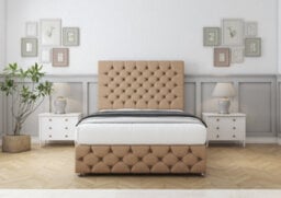"Comfort Florida Latte Tweed Divan Bed Base 4 Drawers - 26"" Strutted  & 12"" Footboard 4' Small Double" - thumbnail 1