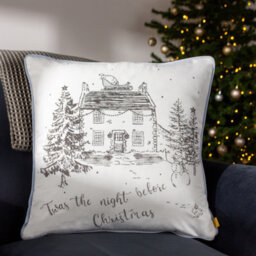 Furn. Midwinter Toile Printed Piped Velvet Feather Rich Cushion - thumbnail 4