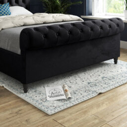 Sienna Sleigh Upholstered Soft Velvet Bed Frame - Black - thumbnail 3