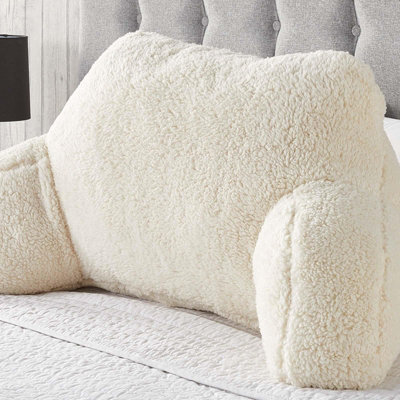 OHS Teddy Fleece Bed Reading Cushion Pillow With Arms Lumbar Support - image 1