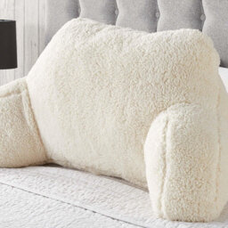 OHS Teddy Fleece Bed Reading Cushion Pillow With Arms Lumbar Support