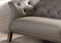 Angel Cerda Elegant Chester 3-Seater Sofa In Grey Leather With Wooden Legs - thumbnail 4