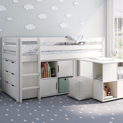 Flair Noomi Nora Midi Wooden Midsleeper Full Set - White - image 1