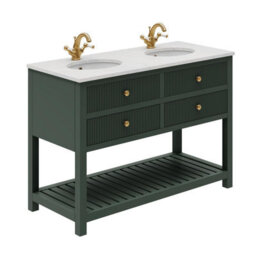 Plum&clay Harper Ribbed Green Freestanding Vanity Unit & Basin Set (W)1200mm - thumbnail 2