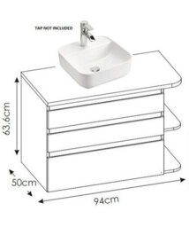 Impact Furniture Bathroom Furniture Set Wall Hung Countertop Vanity Unit With Basin Tallboy Cabinet White Gloss Oak Scandi Plat - thumbnail 7