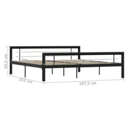 Vidaxl Bed Frame Without Mattress Black And White Metal 180X200 Cm Super King - thumbnail 6