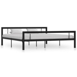 Vidaxl Bed Frame Without Mattress Black And White Metal 180X200 Cm Super King - thumbnail 1