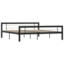 Vidaxl Bed Frame Without Mattress Black And White Metal 180X200 Cm Super King - thumbnail 2
