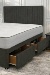 "Knight Sleep Emily Charcoal Naples 2Ft6 Bed Set With Mattress, 2 Drawers Same Side & 24""headboard - Small Single" - thumbnail 2