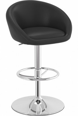 Lombardo Bar Stool Height Adjustable Black Padded Seat - image 1