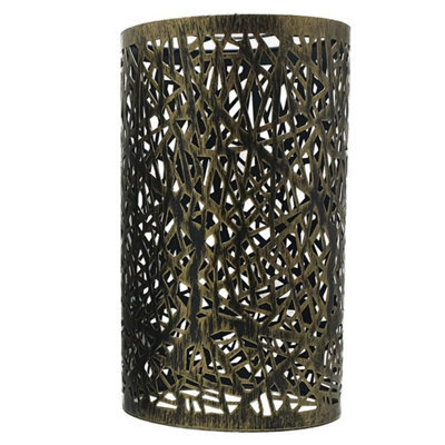 Brushed Brass Metal Drum Cage 15W X 25H Ceiling Pendant Lamp Shade Easy Fit Hanging Lights With Reducer Plate - image 1