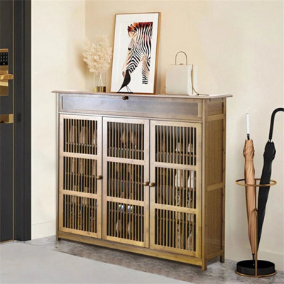 Large Wooden Shoe Cabinet Storage Cupboard Unit Shoe Rack - image 1