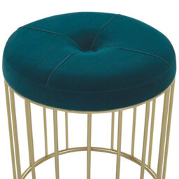 Beliani Set Of 2 Footstools Lubbock Velvet Teal - thumbnail 5
