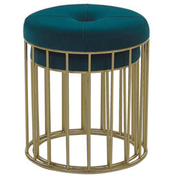 Beliani Set Of 2 Footstools Lubbock Velvet Teal - thumbnail 4