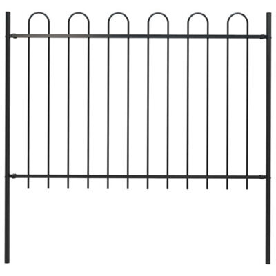 Walplus Garden Fence With Hoop Top Steel 181X120 Cm Black - image 1