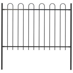 Walplus Garden Fence With Hoop Top Steel 181X120 Cm Black - thumbnail 1