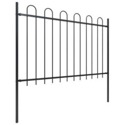 Walplus Garden Fence With Hoop Top Steel 181X120 Cm Black - thumbnail 2