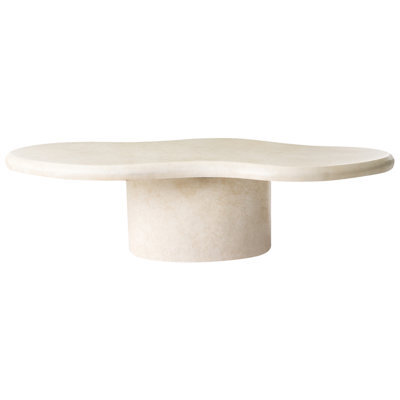 Wyld And Coco Accent White Mgo Coffee Table 120 X 57 Cm - Outdoor Boho Modern Weatherproof Beige - image 1