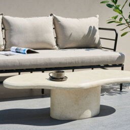 Wyld And Coco Accent White Mgo Coffee Table 120 X 57 Cm - Outdoor Boho Modern Weatherproof Beige - thumbnail 2