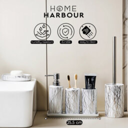 Home Harbour Modern Bathroom Collection Set Of 6 Bathroom Accessories Soap Dispenser Toothbrush Holder Storage Holder - thumbnail 3