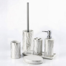 Home Harbour Modern Bathroom Collection Set Of 6 Bathroom Accessories Soap Dispenser Toothbrush Holder Storage Holder - thumbnail 1