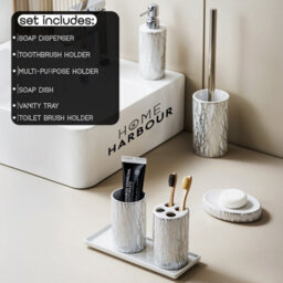 Home Harbour Modern Bathroom Collection Set Of 6 Bathroom Accessories Soap Dispenser Toothbrush Holder Storage Holder - thumbnail 5