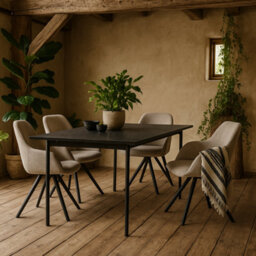 Wyld Haus Norwich 200Cm Dining Table With 4 Sand Fabric Swivel Chairs - thumbnail 1