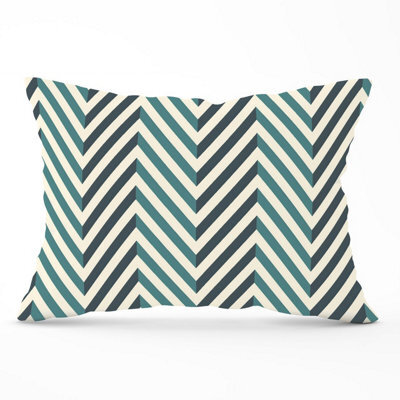 Warren Reed Designer Geometric Herringbone Chevron Blues Cushions 33Cm X 48Cm